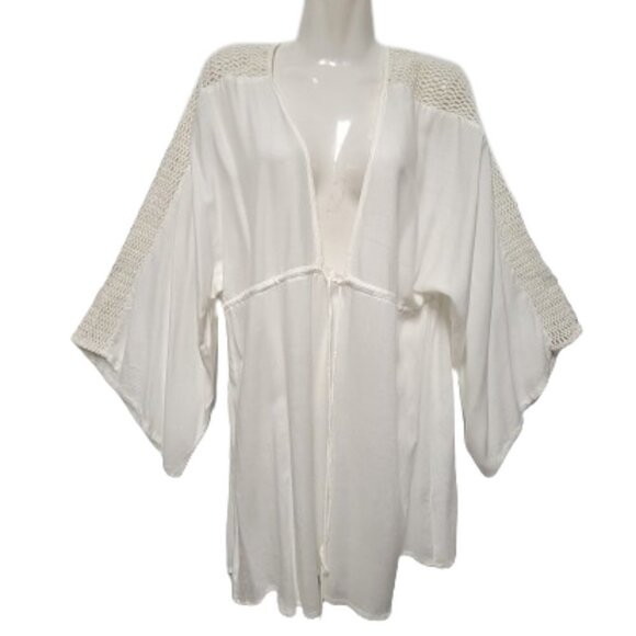 Cotton White Loose Fitting Top Cover Up Tunic Size M - Picture 1 of 15
